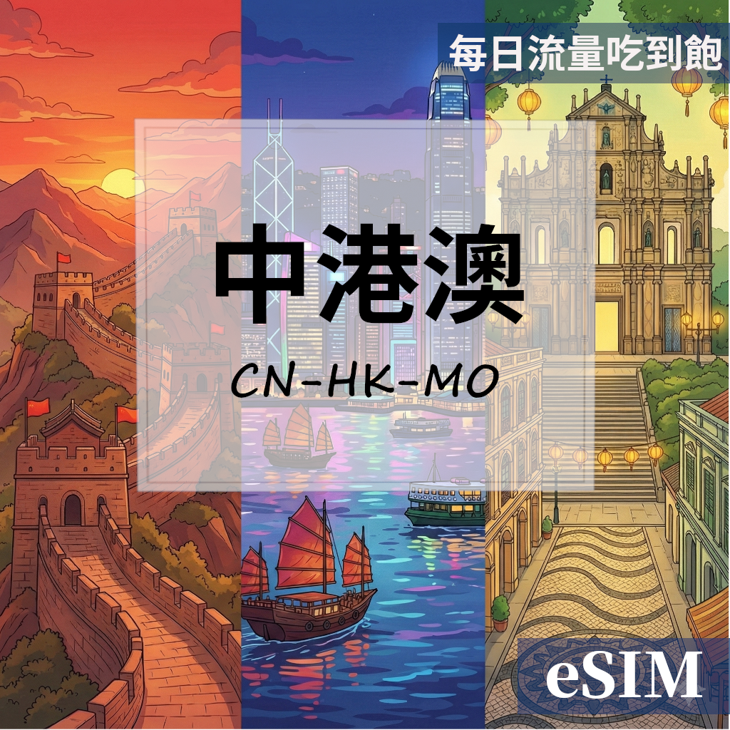 【Esim】中港澳-每日流量吃到飽 OUtrip